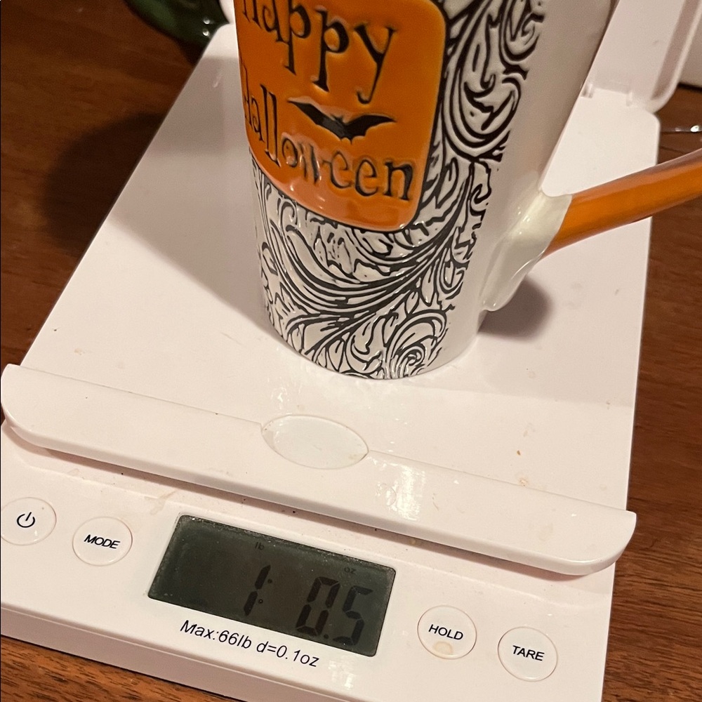Halloween Themed coffee Mug with Orange Handle black white Spectrum - Picture 8 of 8